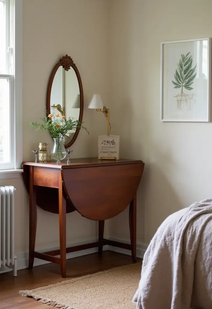 30 Folding Study Table Ideas Bedroom That Save Space Smartly - 12. Elegant Drop-Leaf Table