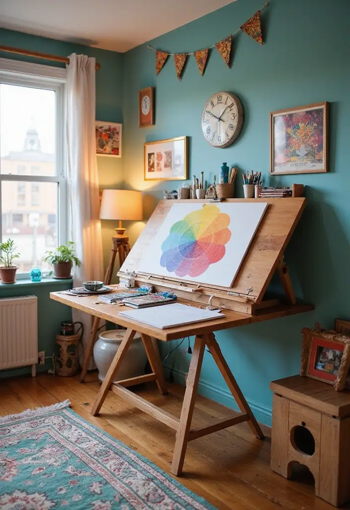 30 Folding Study Table Ideas Bedroom That Save Space Smartly - 19. Compact Foldable Art Table