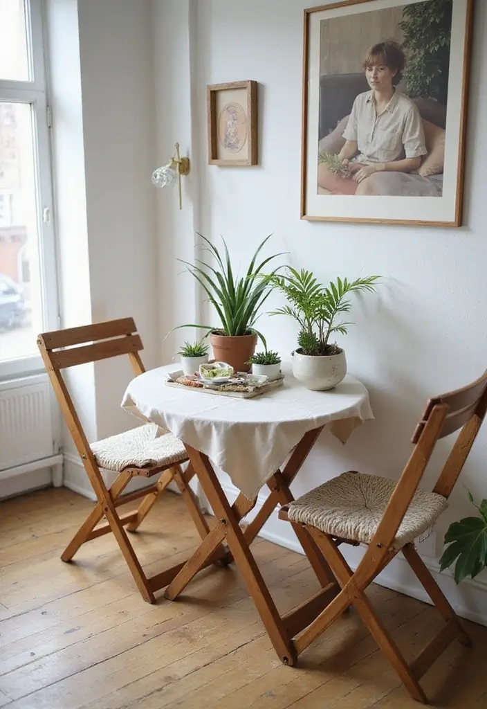 30 Folding Study Table Ideas Bedroom That Save Space Smartly - 9. Chic Folding Café Table