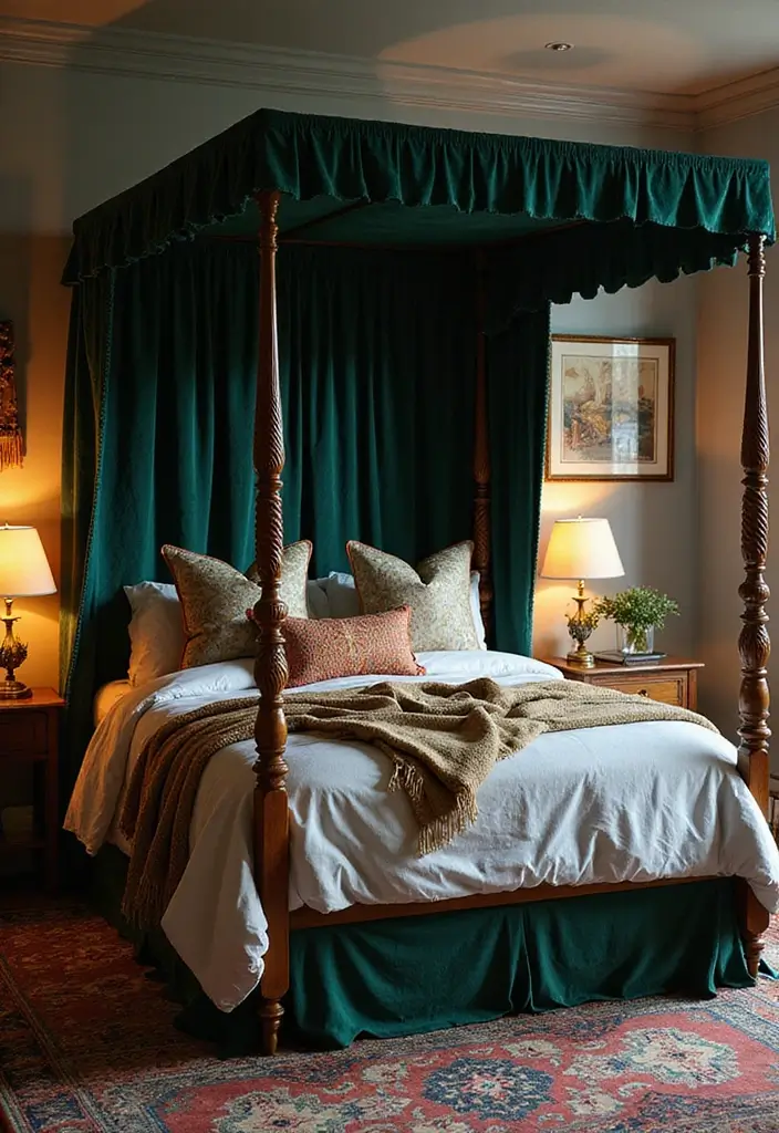 30 Four Poster Bedroom Ideas That Feel Regal & Dreamy - 1. Luxe Velvet Canopy