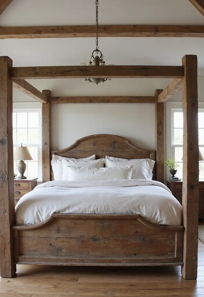 30 Four Poster Bedroom Ideas That Feel Regal & Dreamy - 14. Farmhouse Feel