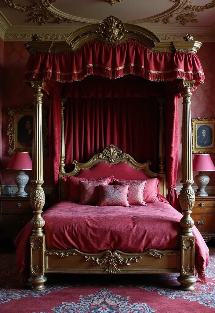 30 Four Poster Bedroom Ideas That Feel Regal & Dreamy - 15. Glamorous Jewel Tones
