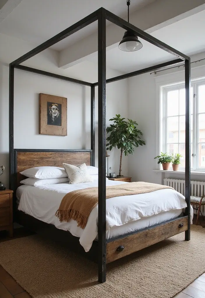 30 Four Poster Bedroom Ideas That Feel Regal & Dreamy - 18. Urban Industrial