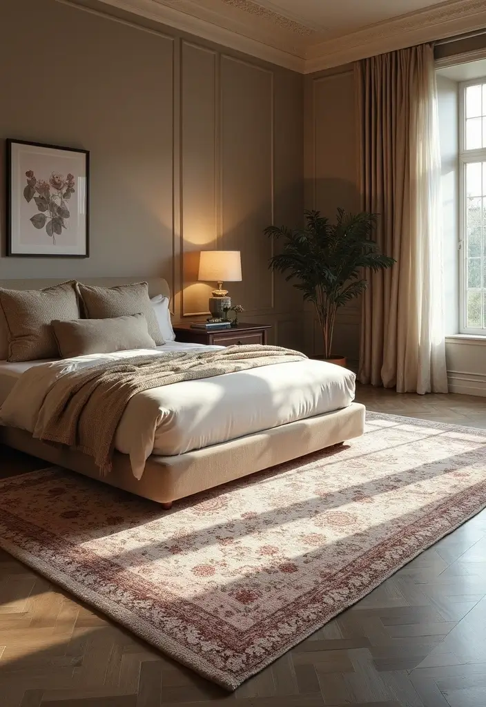 30 Luxury Bedroom Design Ideas That Exude Elegance & Class - 21. Elegant Rugs