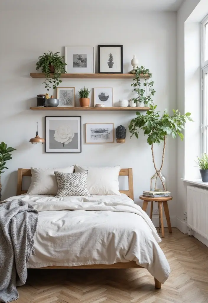 30 Luxury Bedroom Design Ideas That Exude Elegance & Class - 26. Chic Floating Shelves