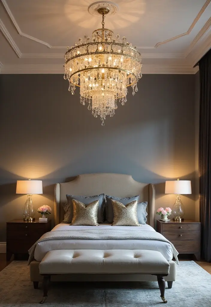 30 Luxury Bedroom Design Ideas That Exude Elegance & Class - 4. Glamorous Lighting Fixtures