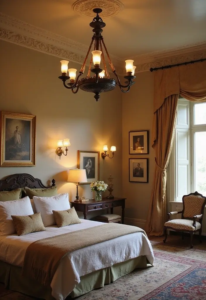 30 Modern Victorian Bedroom Ideas That Blend Old and New Perfectly - 12. Vintage Lighting Fixtures