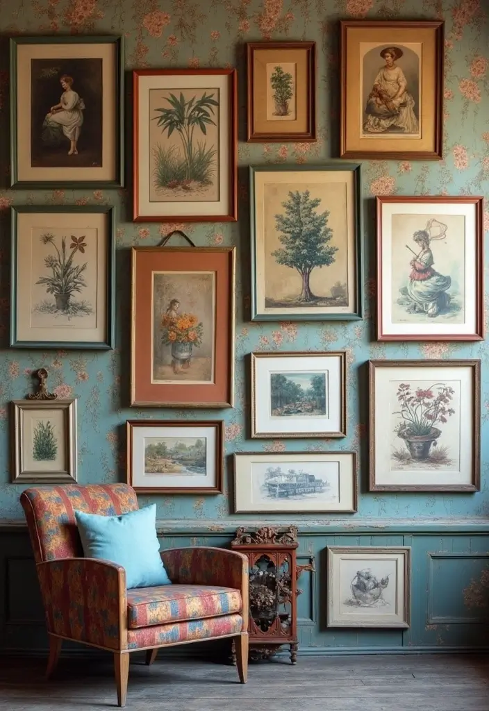 30 Modern Victorian Bedroom Ideas That Blend Old and New Perfectly - 2. Eclectic Gallery Wall