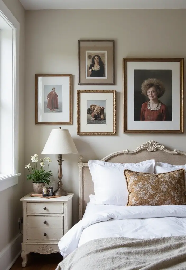 30 Modern Victorian Bedroom Ideas That Blend Old and New Perfectly - 24. Personalized Art Displays