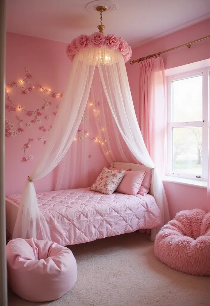 30 Pink Bedroom Ideas for Kids That Are Adorable and Playful - 1. Enchanted Garden Retreat