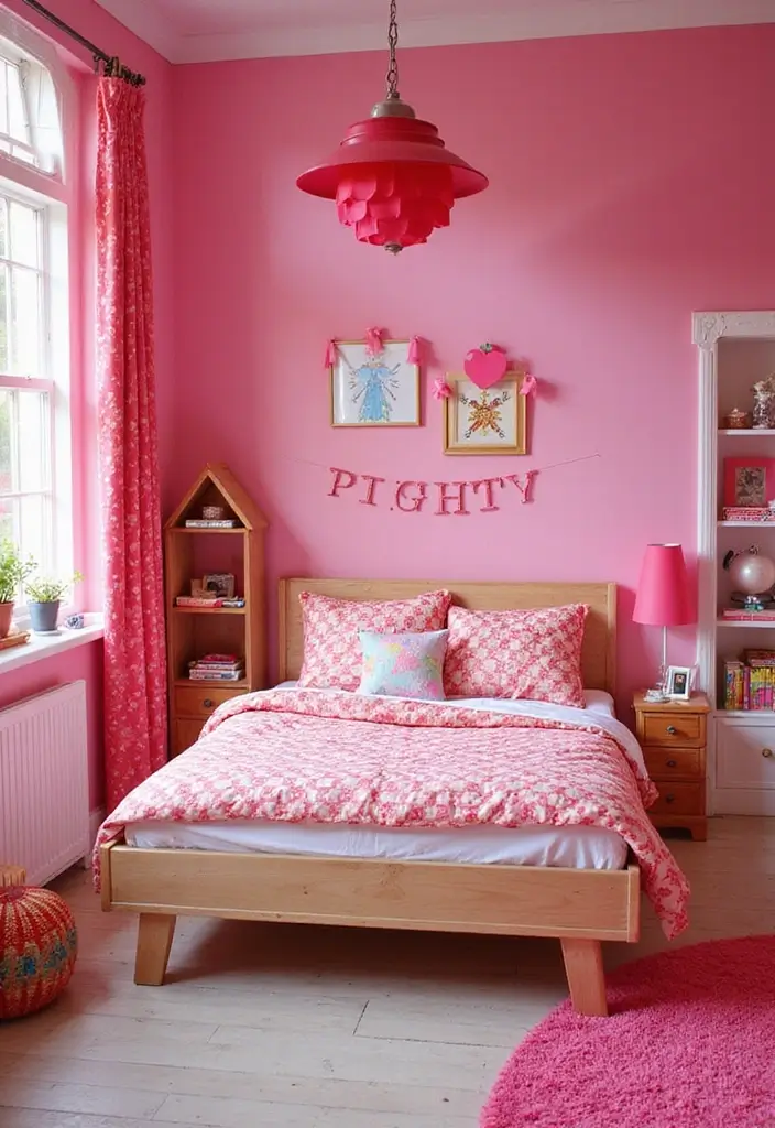 30 Pink Bedroom Ideas for Kids That Are Adorable and Playful - 18. Bright and Bold Circus Theme