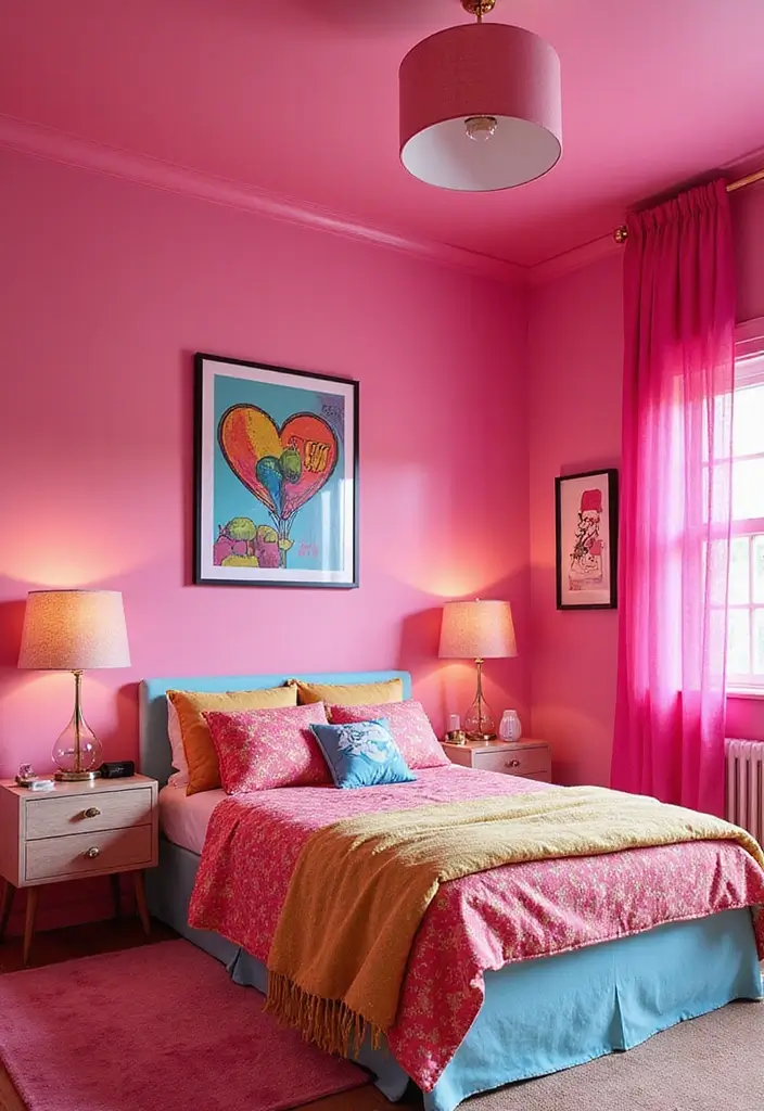 30 Pink Bedroom Ideas for Kids That Are Adorable and Playful - 20. Retro Pop Art