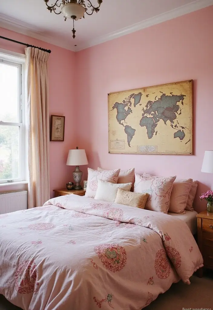 30 Pink Bedroom Ideas for Kids That Are Adorable and Playful - 24. Travel the World