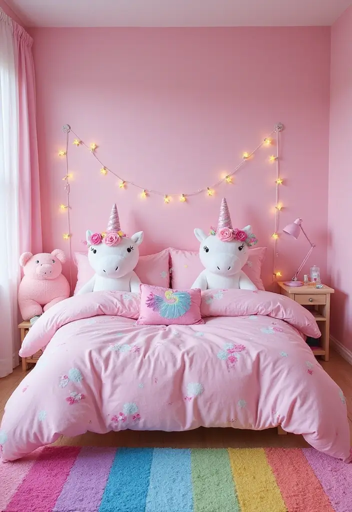 30 Pink Bedroom Ideas for Kids That Are Adorable and Playful - 4. Whimsical Unicorn Paradise