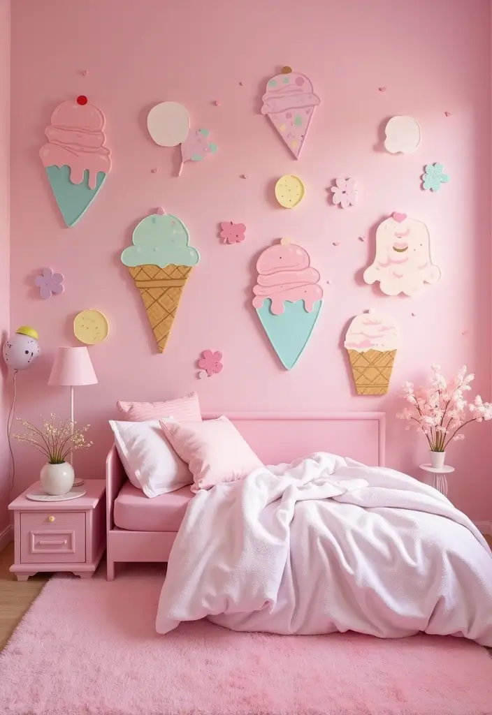 30 Pink Bedroom Ideas for Kids That Are Adorable and Playful - 5. Sweet Ice Cream Dream