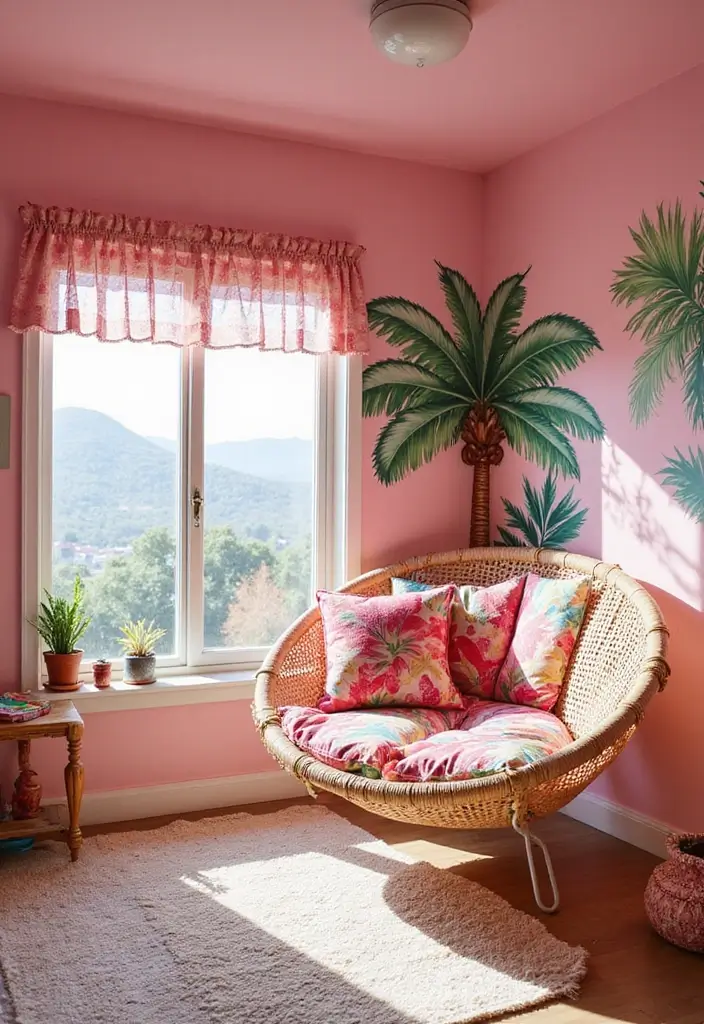 30 Pink Bedroom Ideas for Kids That Are Adorable and Playful - 9. Tropical Paradise