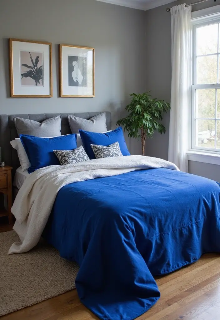 30 Royal Blue Room Ideas Bedroom That Feel Elegant & Relaxing - 17. Royal Blue Bedspread