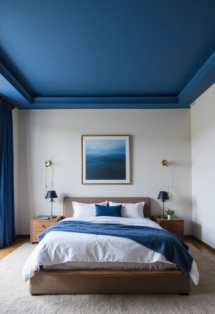 30 Royal Blue Room Ideas Bedroom That Feel Elegant & Relaxing - 19. Royal Blue Ceiling