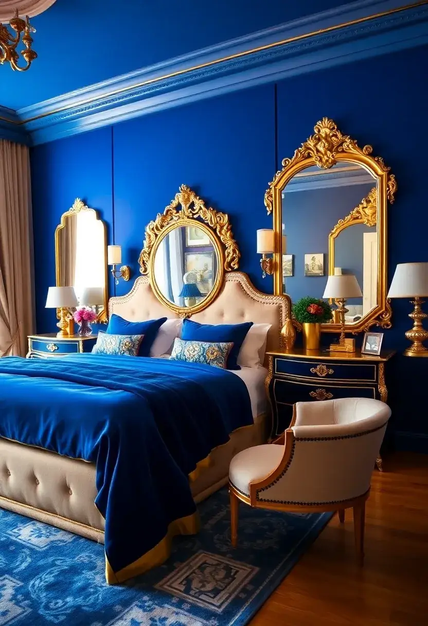 30 Royal Blue Room Ideas Bedroom That Feel Elegant & Relaxing - 5. Royal Blue and Gold