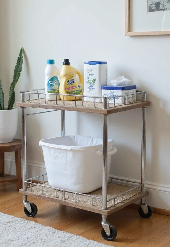30 Utility Cart Ideas Bedroom That Keep Things Tidy & Mobile - 11. Laundry Helper on Wheels
