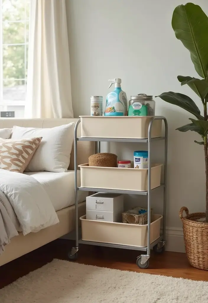 30 Utility Cart Ideas Bedroom That Keep Things Tidy & Mobile - 17. Pet Care Organizer