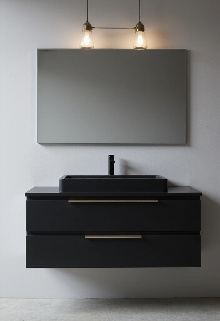 30 Vanity Ideas Bedroom Black That Add Bold Glamour - 1. Sleek Minimalist Vanity
