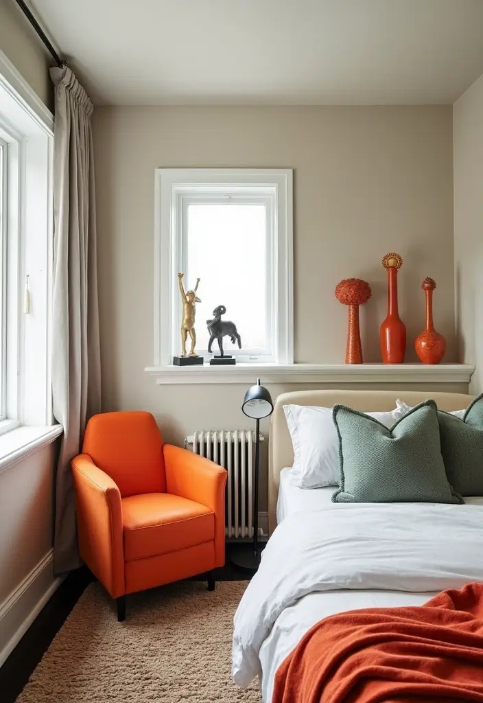 25 Aesthetic Small Bedroom Ideas That Look Bigger Instantly - 19. Embrace Bold Accents
