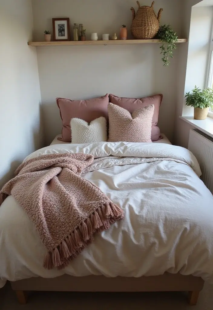 25 Aesthetic Small Bedroom Ideas That Look Bigger Instantly - 8. Cozy Bedding Essentials