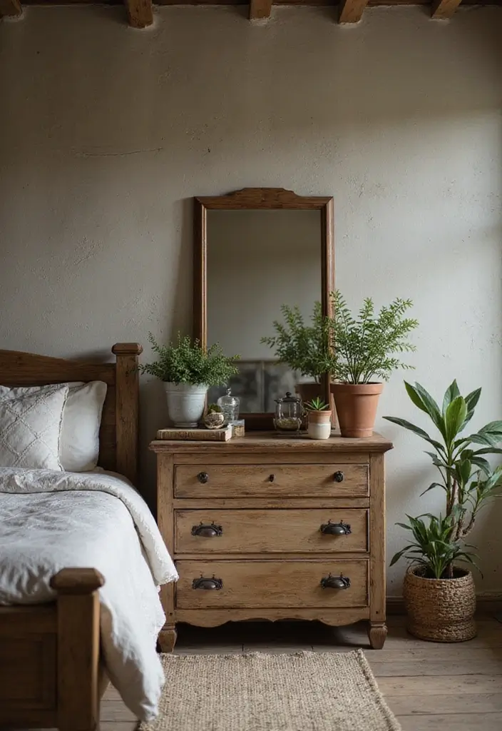 25 Bedroom Side Table Ideas That Look Cute & Functional - 17. Farmhouse Style Nightstand