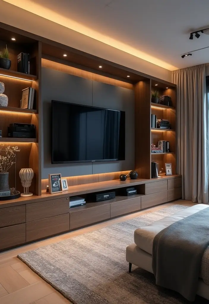 25 Big Boys Bedroom Ideas That Look Grown-Up but Still Fun - 23. Integrated Media Area