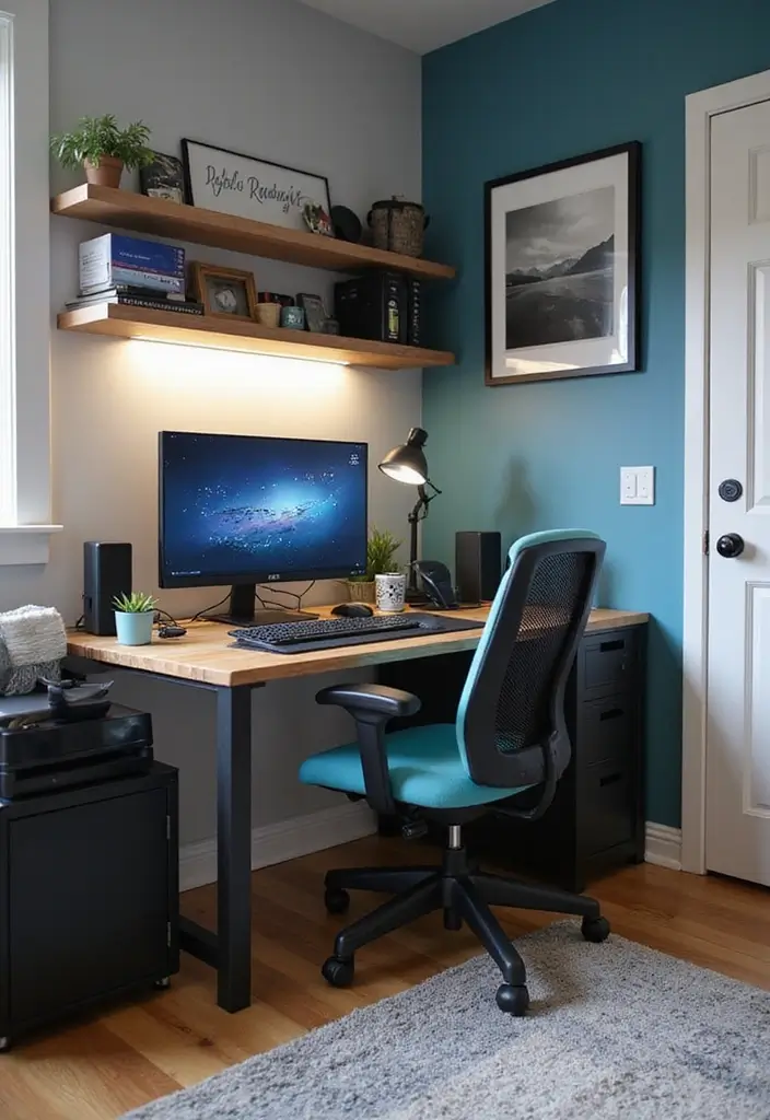 25 Big Boys Bedroom Ideas That Look Grown-Up but Still Fun - 6. Cool Techie Corner