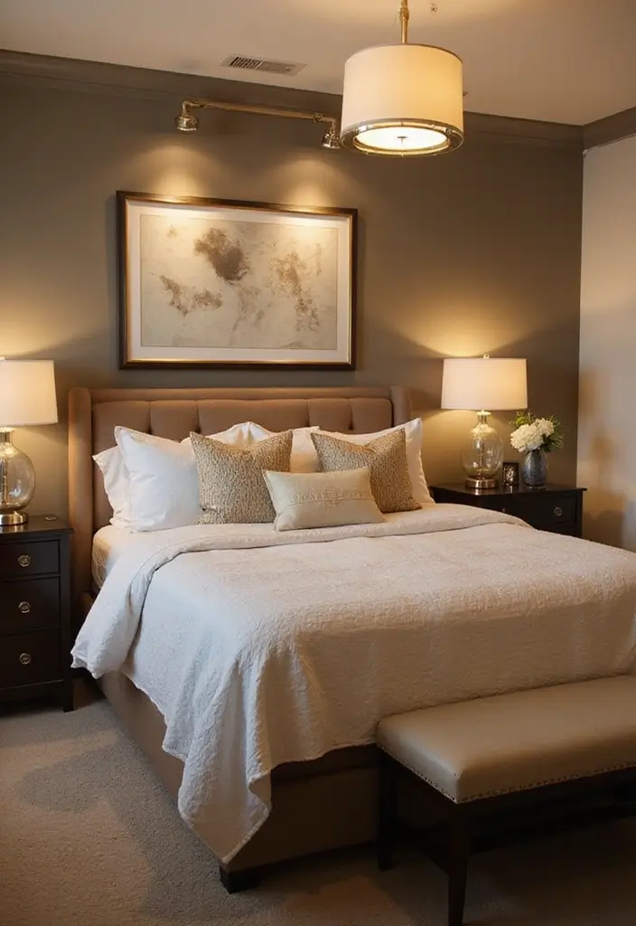 25 Black and Silver Bedroom Ideas That Feel Glamorous & Modern - 12. Layered Lighting