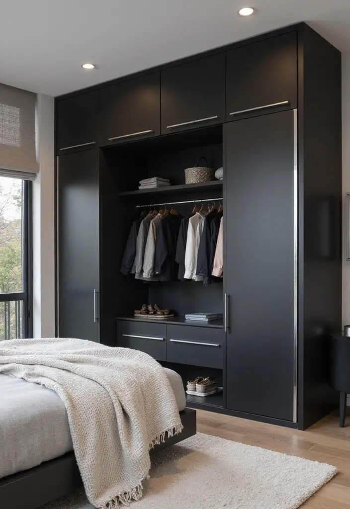 25 Black and Silver Bedroom Ideas That Feel Glamorous & Modern - 22. Customized Built-ins