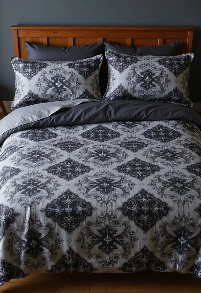 25 Black and Silver Bedroom Ideas That Feel Glamorous & Modern - 23. Contemporary Bedding Designs