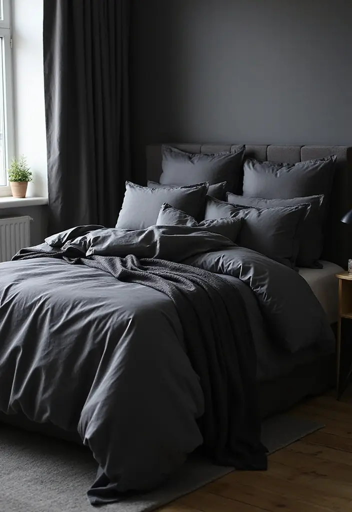 25 Black and Silver Bedroom Ideas That Feel Glamorous & Modern - 3. Monochrome Bedding