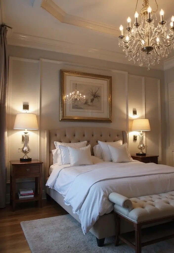 25 Black and Silver Bedroom Ideas That Feel Glamorous & Modern - 5. Glamorous Lighting Fixtures