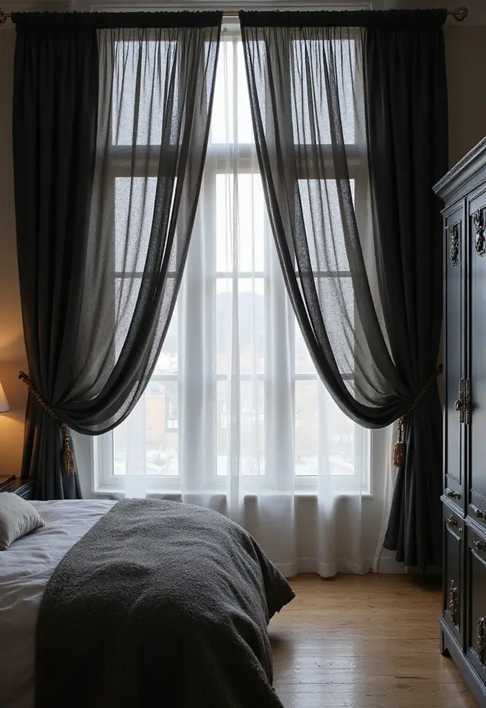 25 Black and Silver Bedroom Ideas That Feel Glamorous & Modern - 9. Black and Silver Curtains