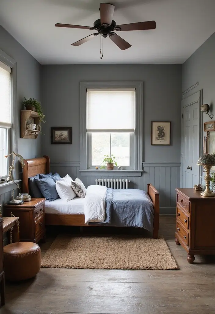 25 Boys Grey Bedroom Ideas That Feel Grown-Up and Cool - 19. Vintage Charm