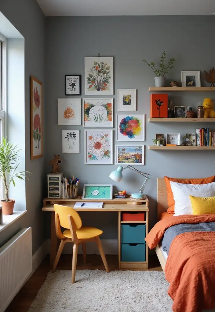 25 Boys Grey Bedroom Ideas That Feel Grown-Up and Cool - 8. Artsy Corner