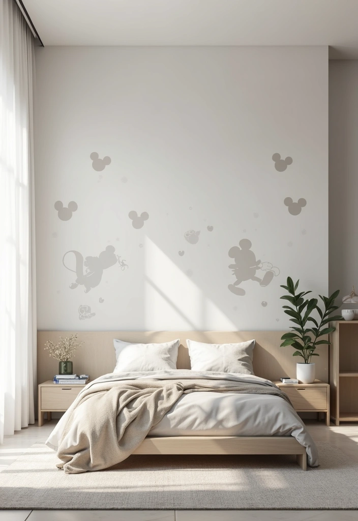 25 Disney Bedroom Ideas for Adults Who Never Stopped Dreaming - 1. Minimalist Mickey Mouse Accent Wall