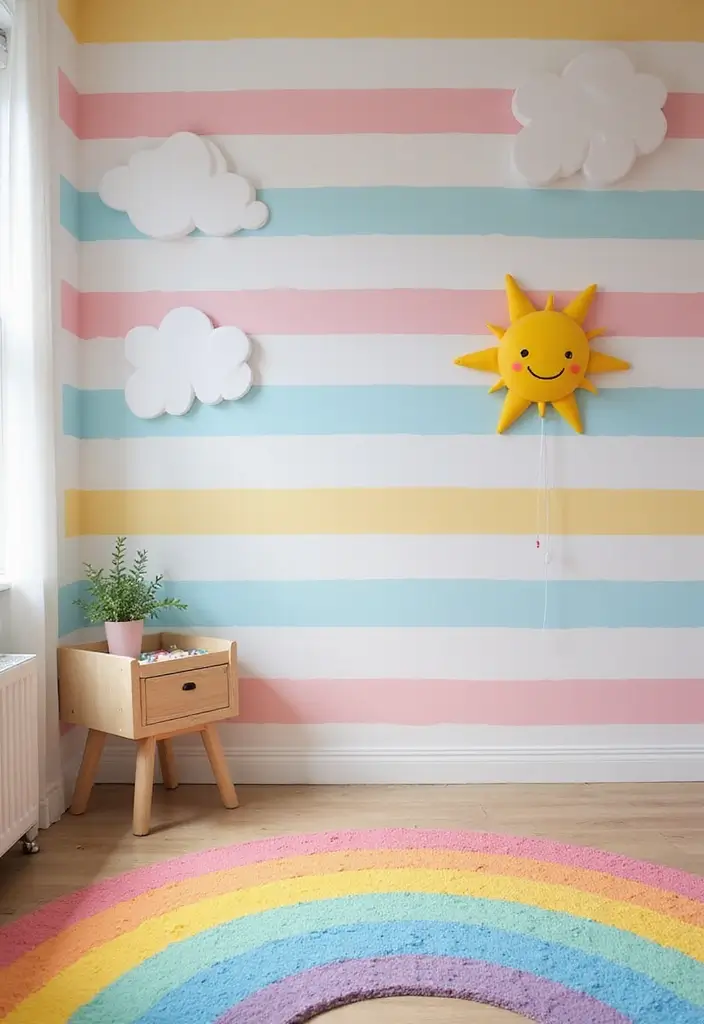 25 Kids Bedroom Paint Ideas That Make Walls Come Alive - 1. Rainbow Dreams