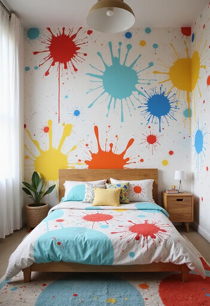 25 Kids Bedroom Paint Ideas That Make Walls Come Alive - 16. Artistic Splatter