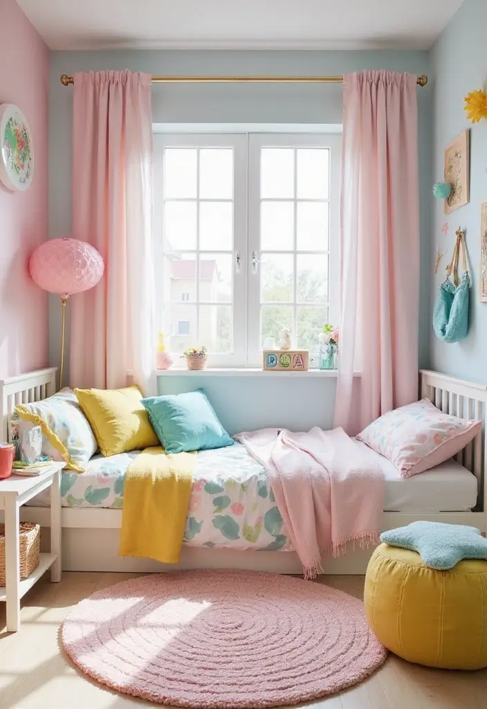 25 Kids Bedroom Paint Ideas That Make Walls Come Alive - 6. Playful Pastels