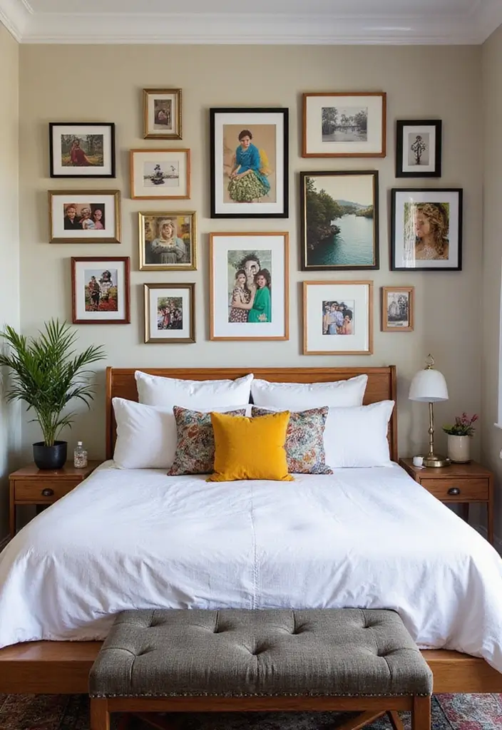 25 King Size Bed in Small Bedroom Ideas That Actually Work - 16. Personal Touch with Art