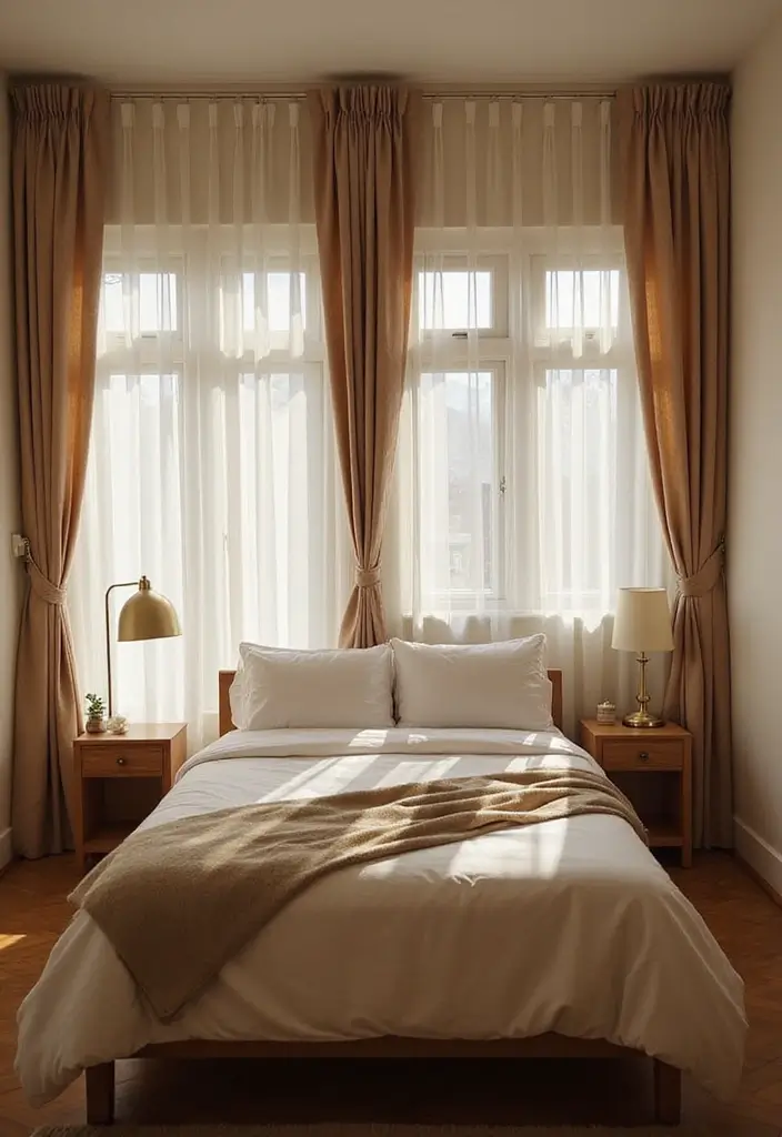 25 King Size Bed in Small Bedroom Ideas That Actually Work - 18. Privacy with Curtains