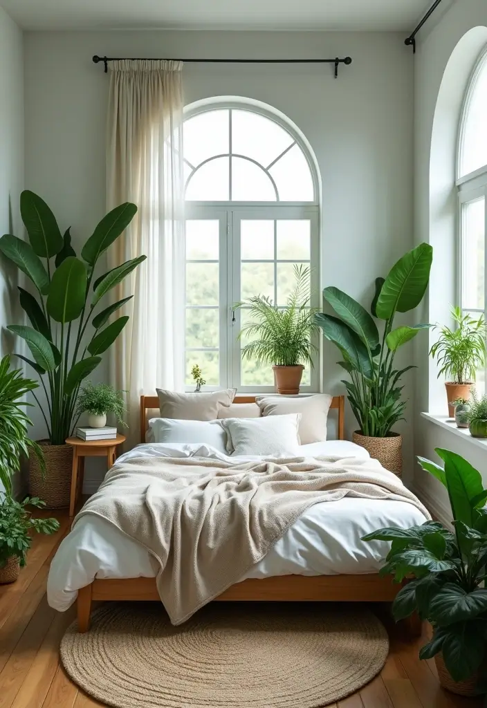 25 King Size Bed in Small Bedroom Ideas That Actually Work - 21. Indoor Plants