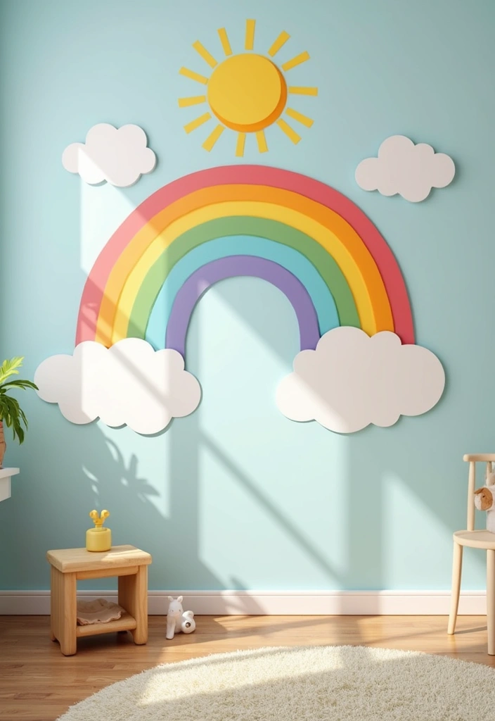 25 Rainbow Bedroom Ideas for Kids That Bring Joy to Every Corner - 1. Rainbow Wall Mural