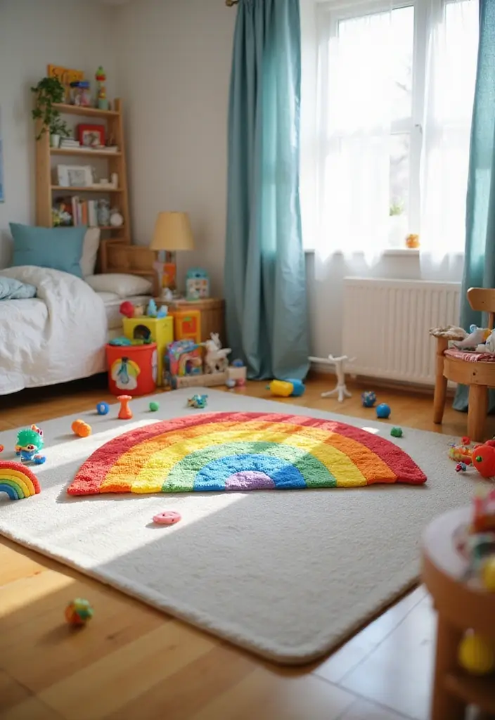 25 Rainbow Bedroom Ideas for Kids That Bring Joy to Every Corner - 15. Rainbow Play Mat