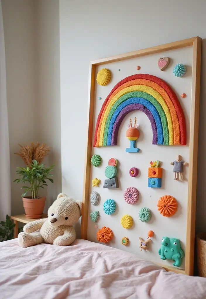 25 Rainbow Bedroom Ideas for Kids That Bring Joy to Every Corner - 25. Rainbow Themed Activity Board