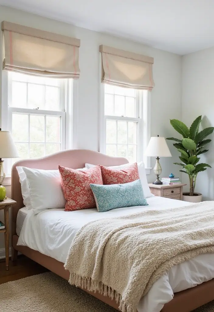 25 Room Painting Ideas Bedroom Aesthetic That Feel Calm & Trendy - 10. Soft White with Colorful Trims